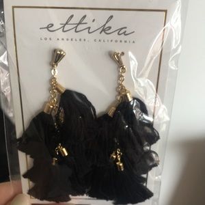 Boho black tassel earrings